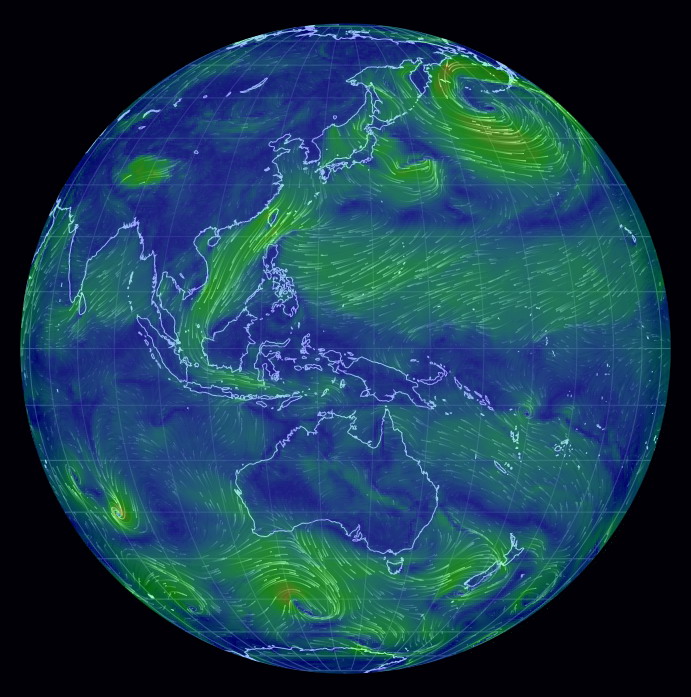 지구의 바람 흐름을 실시간으로 보여주는 사이트
