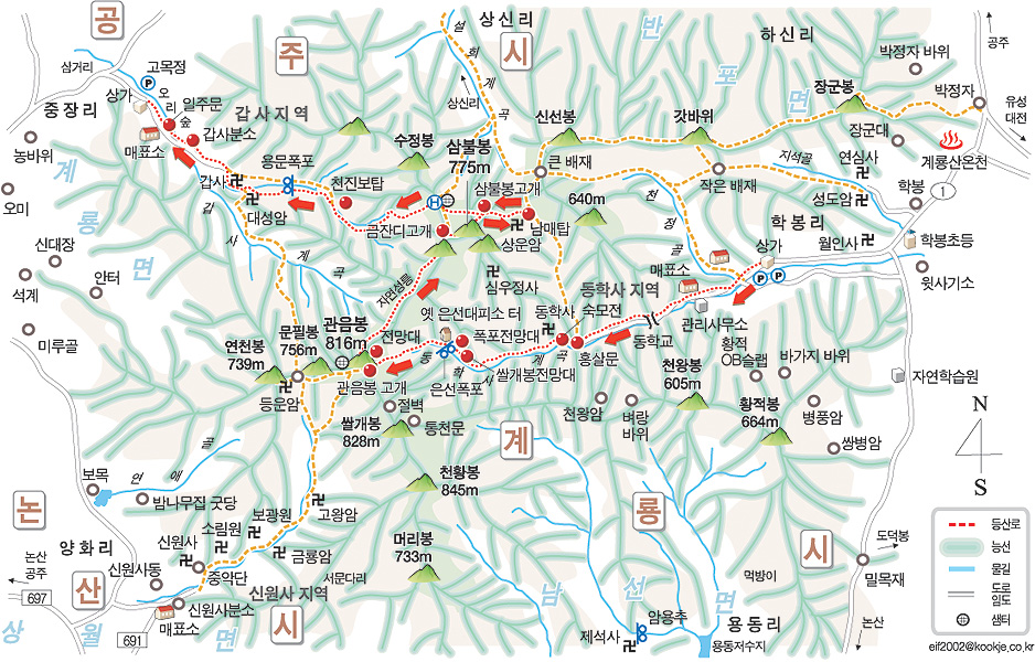 계룡산 등산지도