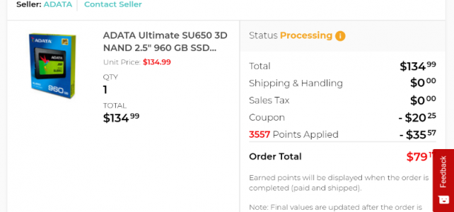 라쿠텐에 960gB SSD가 115달러, 그런데 살 수가 없어